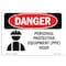 Signmission OSHA Danger Sign, Personal Protective Equipment Head, 5in X 3.5in Decal, 5" W, 3.5" H, Landscape OS-DS-D-35-L-1733 - alternate 1